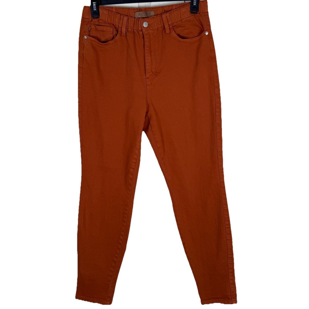 Judy Blue High Waist Garment Dyed Auburn Orange Cuffed Jogger Denim‎ Jeans 11/30